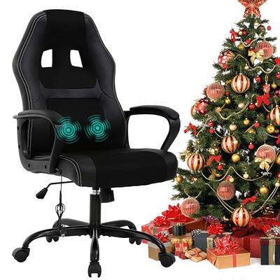 Gaming Chair Massaging Office Chair Racing Computer Chair Ergonomic Desk  Chair with Lumbar Support Footrest Armrest Headrest Task Chair High Back  PU，Blue 