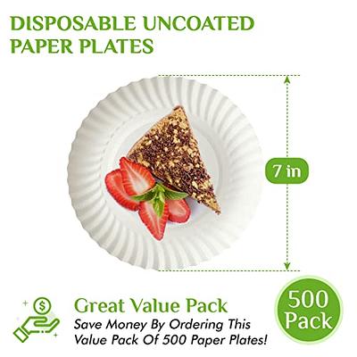 Stock Your Home 6-Inch Paper Plates Uncoated, Everyday Disposable Dessert  Plates 6 Paper Plate Bulk, White, 500 Count