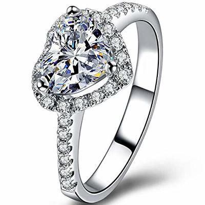 Jude Jewelers 3 Carat Heart Shaped Cubic Zircon Simulated Diamond Solitaire  Styel Wedding Enagement Anniversary Ring (Silver, 11) - Yahoo Shopping