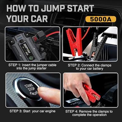 BRPOM Car Jump Starter, 5000A Peak 26800mAh (Up to All Gas or 10L Diesel  Engine, 50 Times) 12V Auto Booster Battery Charger Jump Box with Quick  Charger Smart Jump Cables - Yahoo Shopping