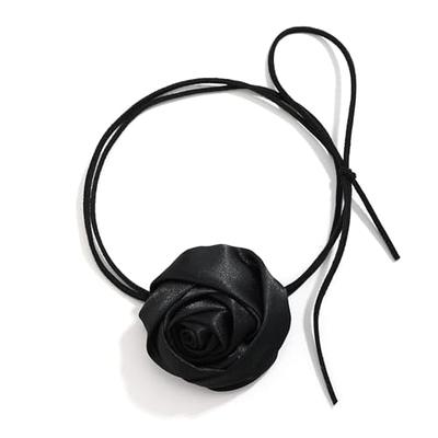 Bethynas Vintage Flower Choker Necklace Gothic Large Rose Neck Chain Long  Wrap Leather Collar Tie Floral Women Neck Accessories Bridal Party Jewelry