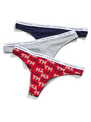 Tommy Hilfiger Women's Cotton Logo Band Thongs 3-Pack, Tricolor