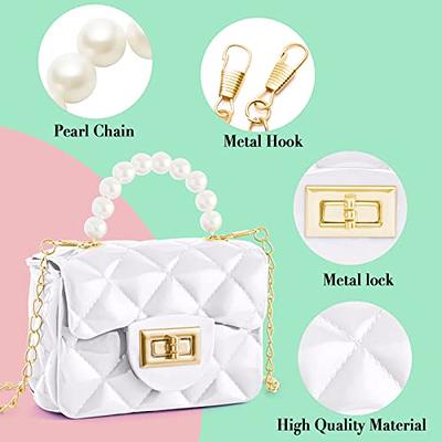 little girls Cute silicone mini jelly handbag kids Candy Color Crossbody  coin purses pearl shoulder bag