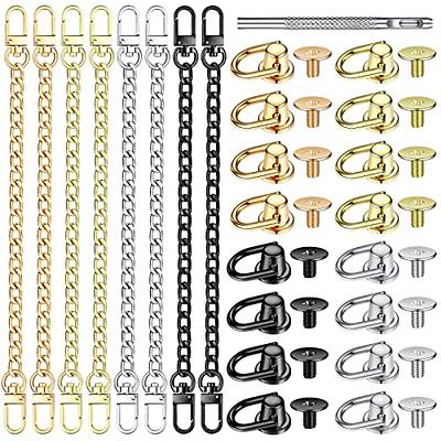 4 Pieces Purse Chain Strap Purse Strap Extender DIY Flat Chain Strap Handle Bag Accessories Charms Decoration for Purse Handbags Shoulder Bag (Gold