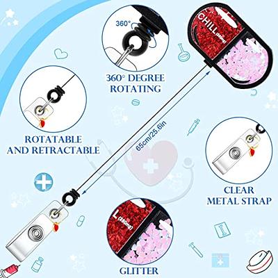 Nurse Shaker Badge Acrylic Pill Bottle Holder Retractable Badge Reel  Glitter Shirt ID Badge Reel Holder for Office Doctors 2024 - AliExpress