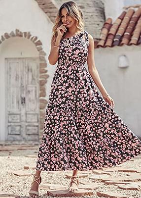 PRETTYGARDEN Women's 2024 Floral Boho Dress Wrap V Neck Short Sleeve Belted  Ruffle Hem A-Line Flowy Maxi Dresses : : Clothing, Shoes 