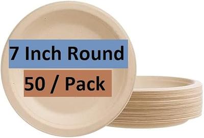 Compostable 9 Inch Paper Plates [125-Pack] Heavy-Duty Plate by Eccoss