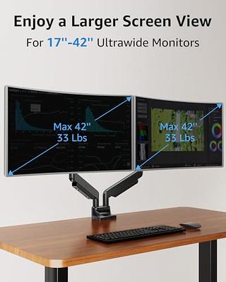 Dual Monitor Stand Fits Two 17-32 inch Screens with Height Adjustable Gas  Spring Arm 