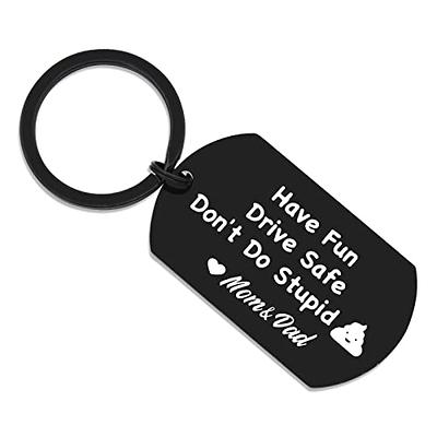 FUN Don't Do Stupid SH*T Love Mom Stainless Steel Keychain Son