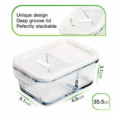 1 Compartment Glass Meal Prep Containers (3 Pack, 35 oz) - Glass Food  Storage Containers with Lids, Glass Lunch Box Containers, Portion Control