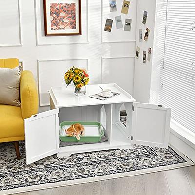 Palram CATSHIRE Cat Litter Box Enclosure Furniture, Hidden Litter Box for  Indoor Cats, Enclosed Cat Box Cabinet, Pet House, Side Table, Nightstand,  with Magnetic Door Latch, Easy to Clean, White - Yahoo