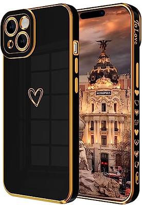 for iPhone 15,15 Pro,15 Plus,15 Pro Max Phone Case, Slim Luxury Gold Plated  Soft Bumper Women Men Girl Protective Phone Case Cover for Apple iPhone 15  6.1 inch,Black/Gold 