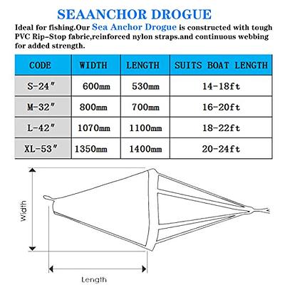 MOOCY 24/32/42-Inch Drift Sock,Ocean Anglers Fishing Drogue Sea Anchor with  Harness Buoy for Marine Boat/Yacht/Jet Ski/Inflatable/Power Boat/Sail Boat  - Yahoo Shopping