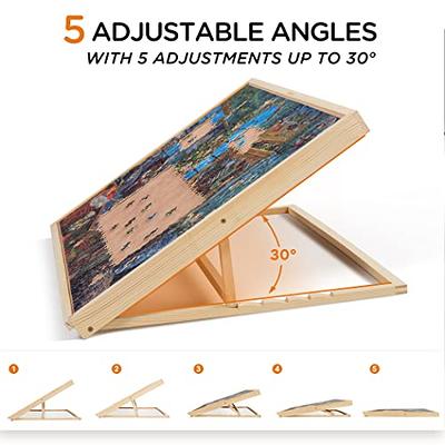 Lavievert Adjustable Wooden Puzzle Board Easel, Portable Tilting Puzzle Table with Non-Slip Flannelette Work Surface for Puzzles Up to 1,500 Pieces