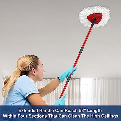  Spin Mop Replacement Handle - 4 Section Mop or Broom Handle/Stick  Compatible with O Cedar Spin Mop Refills and Brooms, 30 to 59, American  Threaded Joint End (Mop Head Not Included) 