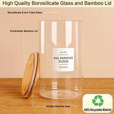 EZOWare 24oz Square Clear Glass Jars with Airtight Bamboo Lid, Set of 6  Stackable Kitchen Pantry Food Storage Canister Containers for Candy,  Cookie, Rice, Sugar, Flour, Pasta, Nuts -700ml 