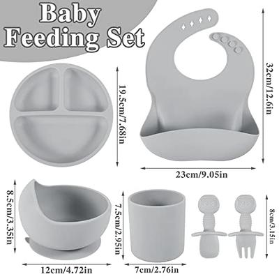 Pimoys 6 Pack Silicone Baby Feeding Set Baby Led Weaning Supplies Suction  Bowl Plate Bib Tiny Cup Toddler Dishes with Fork & Spoon, Baby Eating  Utensils Microwave & Dishwasher Safe - Yahoo Shopping