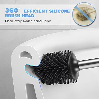 Toilet Brush and Holder Set Soft Silicone Bristle Toilet Bowl Brush Compact Toilet  Brush for Bathroom Cleaning