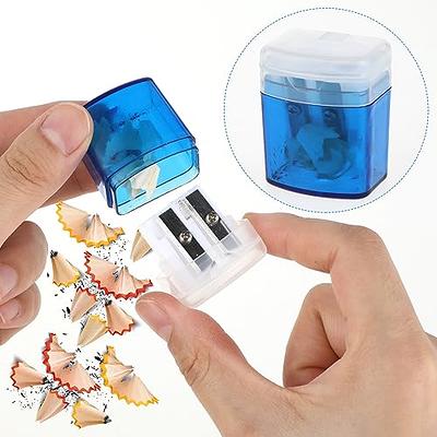 4pcs Pencil Sharpeners Small Manual Double Hole Pencil with Lid Sharpener  Bulk Cute 4 Color for Kids School Home Office Supplies