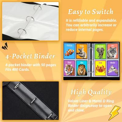 Card Binder for Pokemon Cards Holder 4-Pocket, Trading Card Games  Collection Binder Case Book Fits 400 Cards With 50 Removable Sleeves  Display Storage