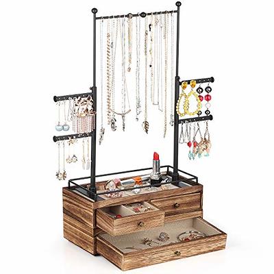Keebofly Jewelry Organizer,Large Jewelry Stand with 3 Jewelry Box Drawer, Jewelry  Holder Necklace Organizer Earring Storage Jewelry Armoire with Display for  Earring Necklace Ring Bracelet (Black) - Yahoo Shopping