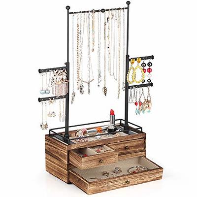 Keebofly Jewelry Organizer,Large Jewelry Stand with 3 Jewelry Box Drawer,  Jewelry Holder Necklace Organizer Earring Storage Jewelry Armoire with  Display for Earring Necklace Ring Bracelet (Black) - Yahoo Shopping