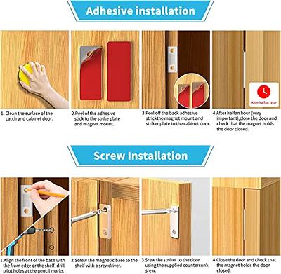 Sunivaca 8 Pack Magnetic Door Catch Heavy Duty Cabinet Door Magnets, Magnetic Cabinet Door Catch and Latch, Strong Magnetic Closure for Bathroom