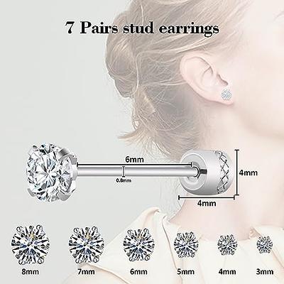 4 Pairs Cubic Zirconia Flat Back Stud Earrings, Screw Back Earrings for  Women/Men, Hypoallergenic Stainless Steel Cartilage Earring Flat Back(2MM)  - Yahoo Shopping