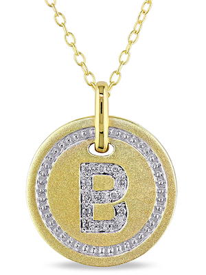 14K White Gold Polished .01ct Diamond Initial A Pendant