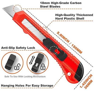 REXBETI 2-Pack Utility Knife, SK5 Heavy Duty Retractable Box Cutter for Cartons, Cardboard and Boxes, Blade Storage Design, Extra 10 Blades Included