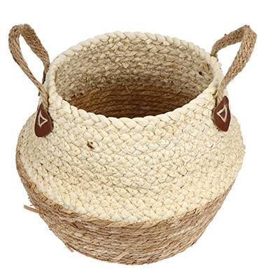 OFFSCH Portable Woven Basket, Beige, Hand-woven Rattan Storage