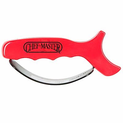 Chef Master 90015 Knife Sharpener, Carbide Tipped Knife Sharpener, Reversible Blades, Handheld Knife Sharpener, Safe & Ergonomic Handle