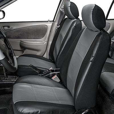 FH Group Car Seat Cushion Durable Black PU Leather Car Seat Cushions, 2 Piece Front Set Car Seat Cushion, Bottom Seat Protector, Water Resistant Car