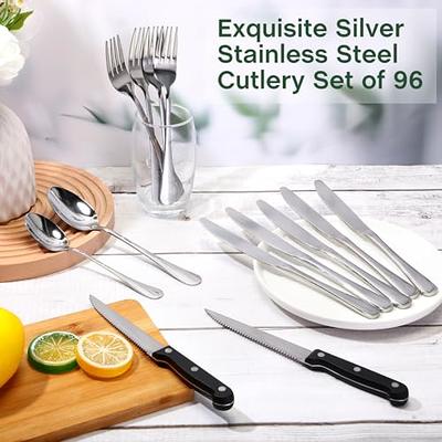 Uiifan 96 Piece Silverware Set with Organizer Stainless Steel Flatware for  16 Cutlery Utensils Sets for Forks Spoons and Knives Tableware Eating  Utensils with Steak Knives Dishwasher Safe - Yahoo Shopping