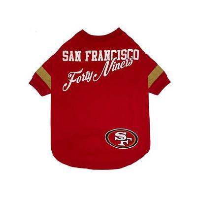 Pets First NFL Dog & Cat Stripe T-Shirt, San Francisco 49ers, Small