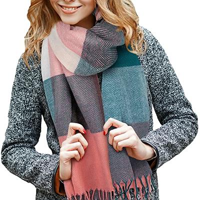 Winter Scarf for Women Warm Plaid Cashmere Shawl and Wraps