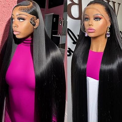 Straight 13x4 Lace Front Wigs for Black Women Human Hair Glueless  Transparent HD Lace Frontal Wig Brazilian Virgin Hair Pre Plucked 150%  Density Natural Black 26inch 