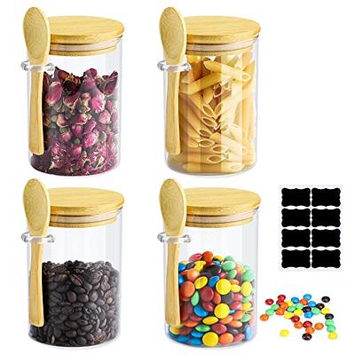 3Set Airtight Glass Jars with Bamboo Lids and Bamboo Spoons Decorative and  Durable Borosilicate Glass Canisters Hold Coffee Beans