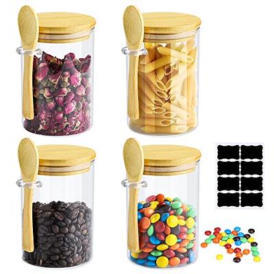 Glass Square Storage Jar with Bamboo Lids Spoons Glass Coffee Canister 40  Oz (1200 mL) Borosilicate Glass Food Container for Coffee Beans Nut Pasta