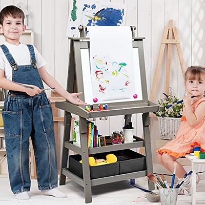 Costzon Kids Art Easel, 3 in 1 Double-Sided Storage Easel w/Whiteboard,  Chalkboard & Paper Roll, 2-Tier Rack w/ 2 Storage Boxes, Large Capacity  Tool Tray for Toddlers (Grey) - Yahoo Shopping