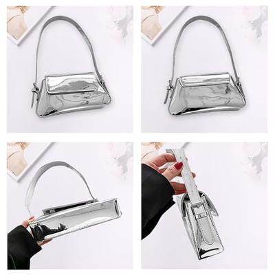 Evening Bag Women Hobo Bag Clutch Y2k Sparkly Silver Purse Tote Handbag  Shoulder Party Bag Cute Metallic Bag Crossbody Bags