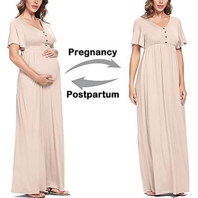 SWOMOG Womens Maternity Robe 2 Piece Nursing Nightgown for Breastfeeding 3  in 1 Labor Delivery Nursing Dress Lace Bathrobe
