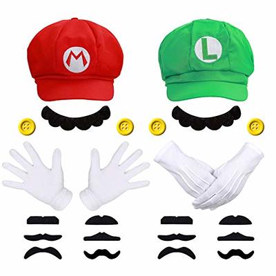 Super Bros Hats Maria Luigi Super Brothers Cap Mustaches Elastic Suspenders  Gloves Buttons Cosplay Costume - Yahoo Shopping
