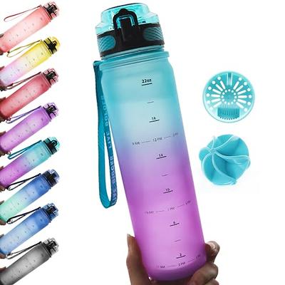 Gym Water Bottles - 24 oz. Shaker-Bottle w/ Mixer & Handle