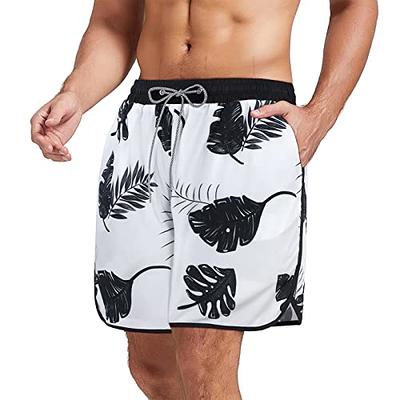 American Trends Men's Swim Trunks Board Shorts Quick Dry Mens Swimming  Trunks with Compression Liner