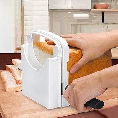 PULABO Bread Slicer,Adjustable Toast Slicer,Foldable and Customizable Loaf  Cutter with Cutting Board for Homemade Bread & Loaf Cakes Tools to 5  Thickness