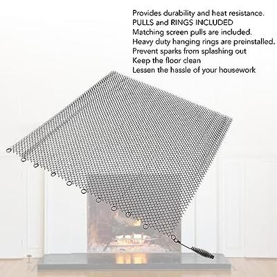 AUNMAS Fireplace Mesh Screen Curtain, Stainless Steel Spark Guard