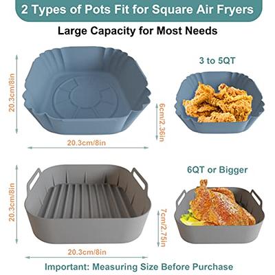 Air Fryer Silicone Pot, 8inch Thick Air Fryer Liners, Square