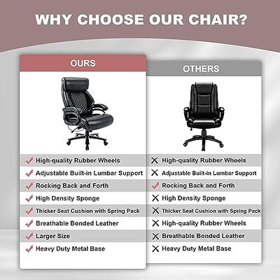 Heavy Duty Big and Tall Office Chair with Adjustable Lumbar Support, 400  LBS Executive Office Chair for Heavy People with Wide Seat, High Back Pu  Leather Computer Chair 