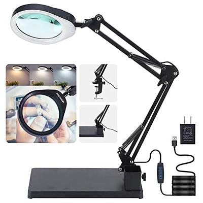 YOCTOSUN Magnifying Glass with Light and Stand, 10X Magnifying Lamp with  Clamp, 5 Large Optical Glass Lens, 3 Color Modes Stepless Dimmable,  Adjustable Swivel Arm Desk Magnifier for Hobby Reading - Yahoo Shopping